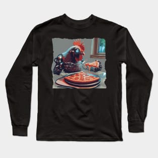 Chicken Robot Pepperoni Pizza Long Sleeve T-Shirt